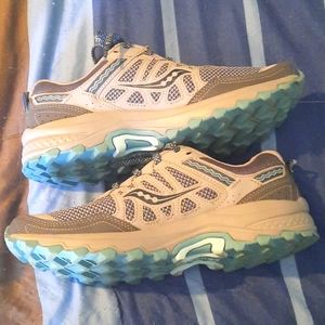 Saucony Excursion TR Size 10 Women's Tennis Shoes Blue / Gray matching strings